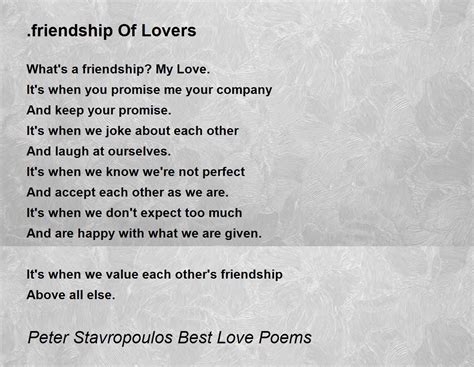 Friendship Of Lovers Poem By Peter Stavropoulos Best Love Poems