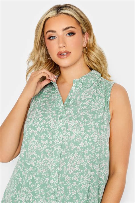 Yours Plus Size Sage Green Ditsy Floral Print Blouse Yours Clothing