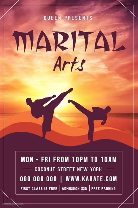 Printable Martial Arts Class Advertisement Poster Design Martial Arts Karate Classes Karate