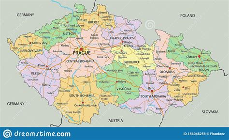 Czech Republic Highly Detailed Editable Political Map With Labeling