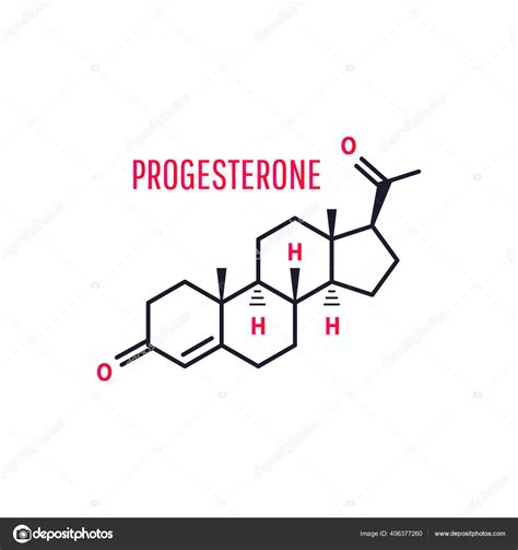 Progesterone Female Sex Hormone Skeletal Chemical Formula On White