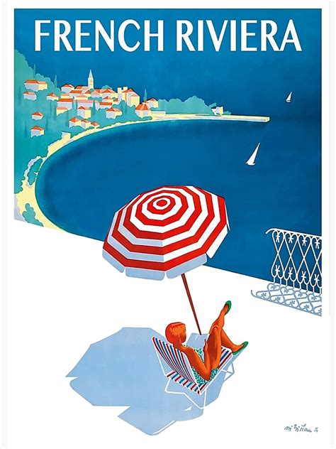 1954 French Riviera Travel Poster Poster For Sale By Retrographics