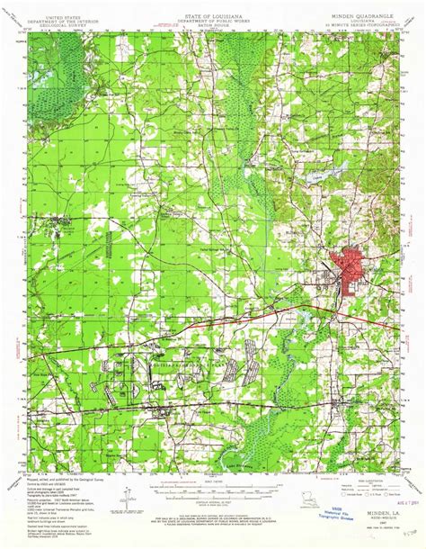 Minden 1947 1964 Old Topo Map Caney Lakes Louisiana Etsy