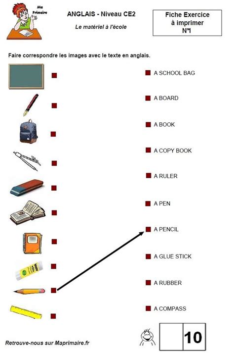 Mat Riel Scolaire En Anglais Exercice