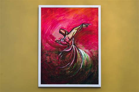 Rumi Whirling Dervish Sufi Original Canvas Art By Etsy Original