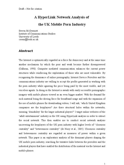 A Hyperlink Network Analysis Of The Uk Porn Industry Pdf Social