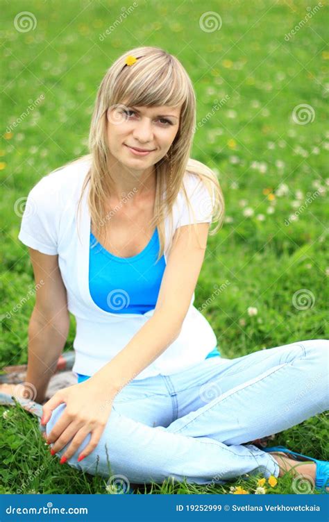 Pretty Girl On Grass Stock Image Image Of Beautiful 19252999