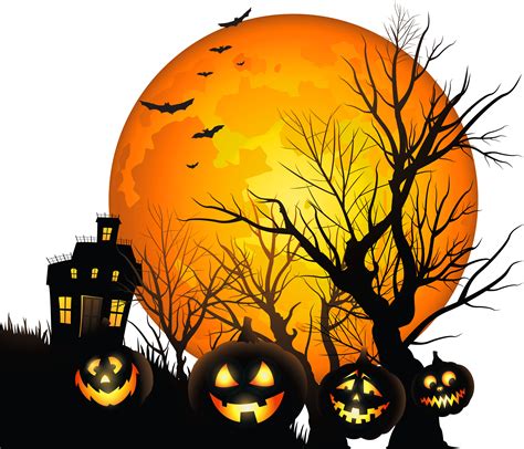 Halloween Clip Art Large Haunted House And Moon Png Clipart Png Download Free