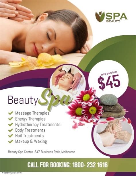 Beauty Spa Salon Flyer Poster Template Spa Design Design Ideas Spa Massage Massage Therapy