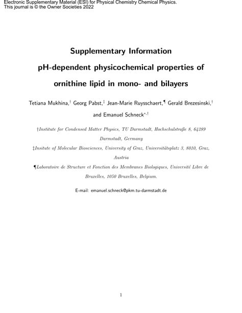 Pdf Ph Dependent Physicochemical Properties Of Ornithine Lipid In