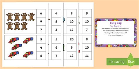 Toy Counting Busy Bag Prompt Card And Resource Pack Twinkl