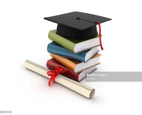 Stack Of Books With Graduation Cap High Res Stock Photo Getty Images