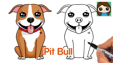How To Draw A Pit Bull Puppy Dog Easy Youtube