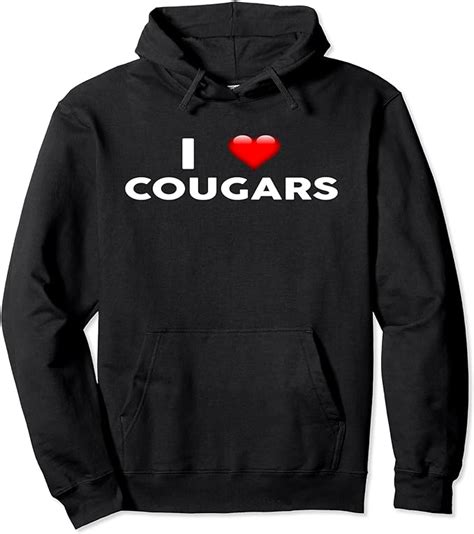 I Love Cougars Hoodie Heart Cougar Pullover Hoodie Clothing Shoes And Jewelry