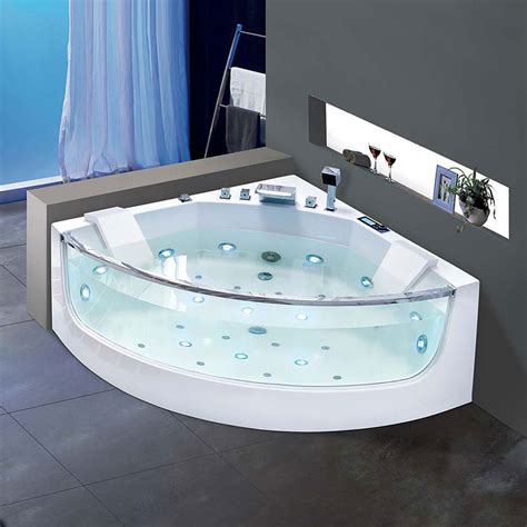 Multifunctional Spa Acrylic Bath Tub 2 People Massage Glass Whirlpool