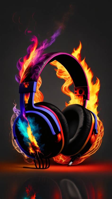 Colorful On Fire Headphone Phone Wallpaper In 2023 Iphone Wallpaper