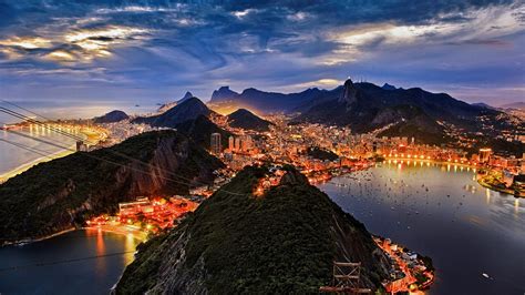 Download 2560x1440 Wallpaper Rio De Janeiro Night City Mountains