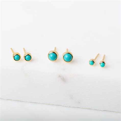 Tiny Turquoise Stud Earrings Turquoise Studs Turquoise Etsy