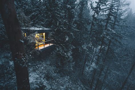 Photography Nature Landscape Winter Forest Cabin Snow Trees