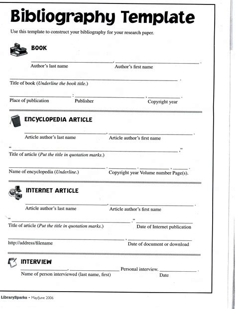 Bibliography Worksheet ~ Biz Buy