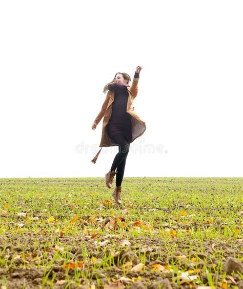 Joyful Leap Of Young Woman Stock Photo Image Of Energy 31684014