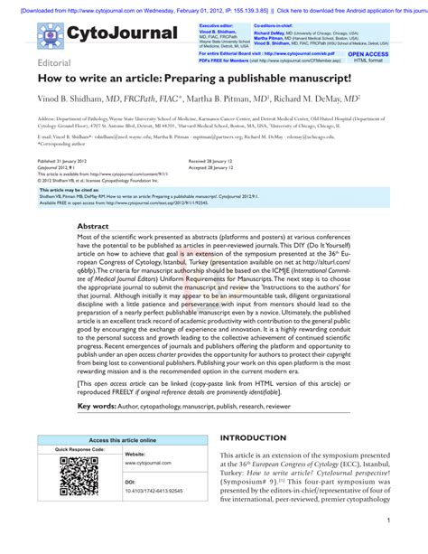 Pdf How To Write An Article Preparing A Publishable Manuscript