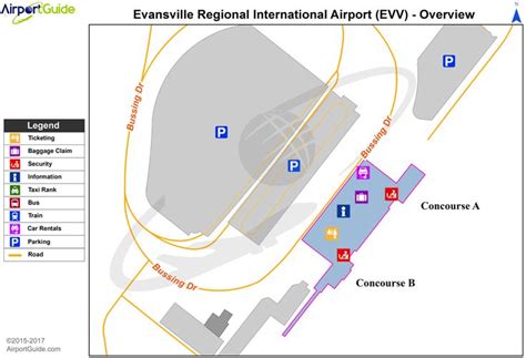 Evansville Evansville Regional Evv Airport Terminal Map Overview
