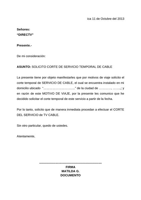 Docx Solicitud De Corte De Servicio De Cabledocx Dokumentips
