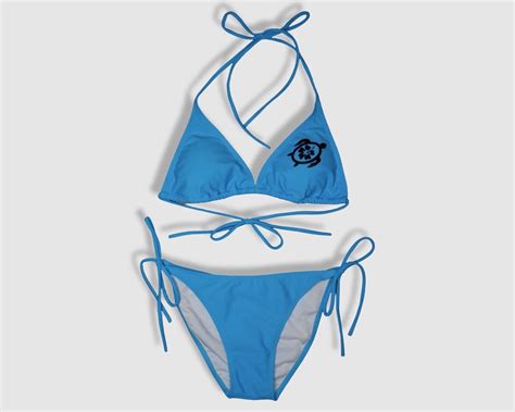 Solid Light Blue Bikini Set Sparkle Swimwear