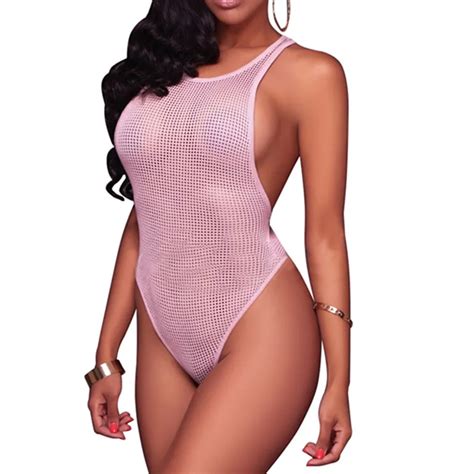 Echoine Transparent Mesh One Piece Swimsuit Solid Summer New Sexy Woman Monokini Bathing