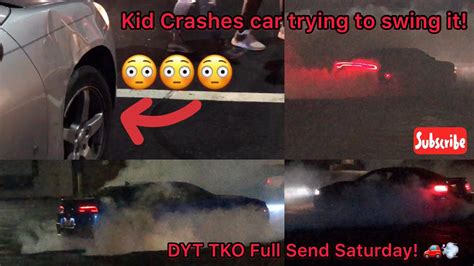 Kid Crashes Car Trying To Swing It Insane Dayton Takeover Car Meet