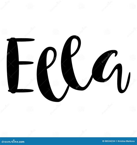 Female Name Ella Lettering Design Handwritten Typography V Stock