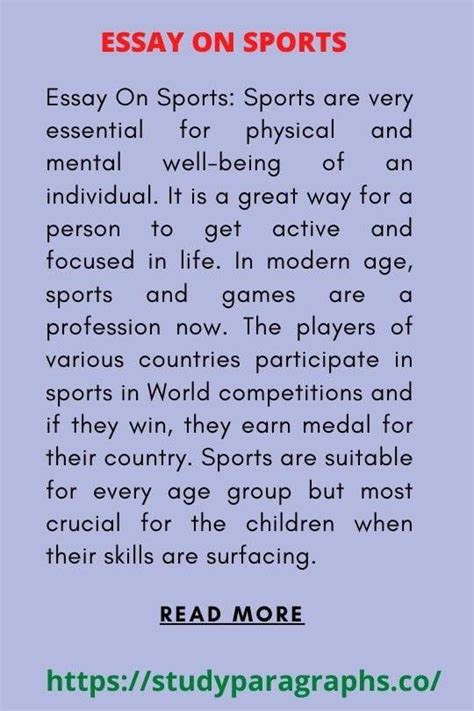 5 Paragraphs Essay About Sports And Its Importance In Our Lives