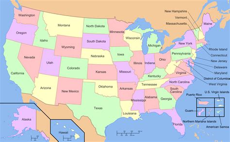 Picture Of Us Map With State Names Map