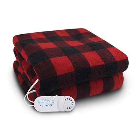 Bios Living Micro Plush Electric Throw Buffalo Plaid Nli Solutions