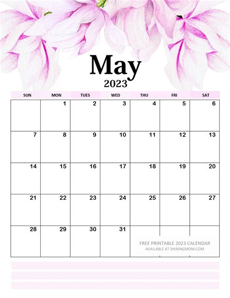 2023 Calendar Printable Pdf Floral 2024 Calendar Printable