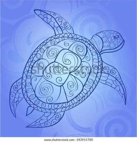 Turtle Ethnic Patterns On Blue Background Stock Vector Royalty Free