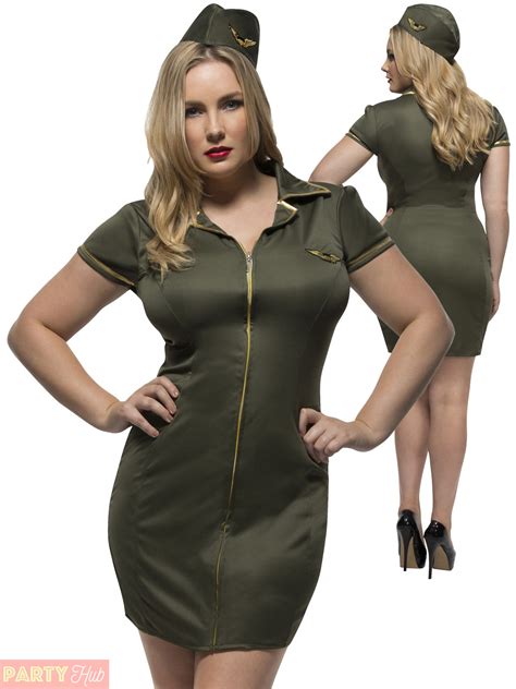 Ladies Plus Size Uniform Fancy Dress Adults Army