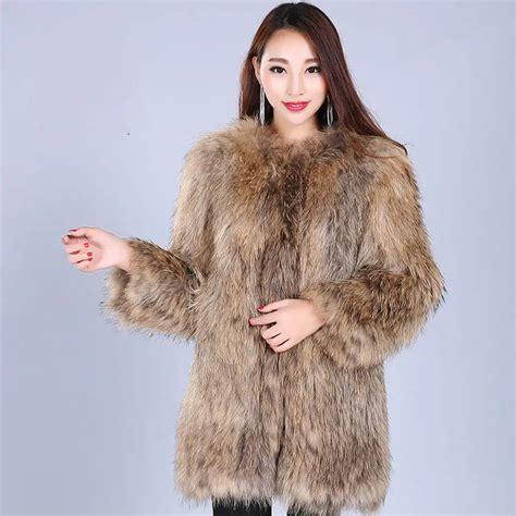 meefur 2017 new arrival spring womens knitted raccoon fur overcoats ladies real raccoon fur long