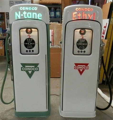 2 Beautiful Restored Original Conoco Gas Pumps Old Gas Pumps Vintage Gas Pumps Gas Pumps