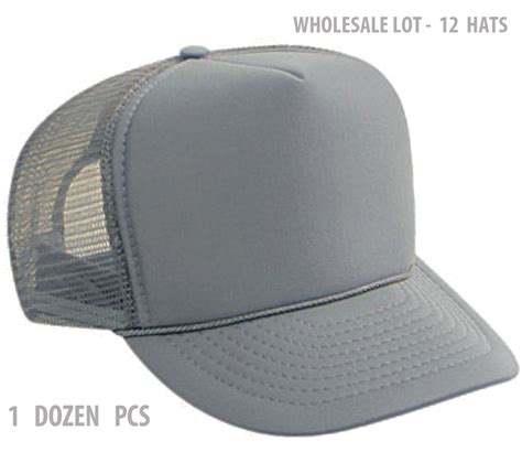 1 Dozen Classic Trucker Hats Solid Gray Foam Grey Mesh Hat Caps