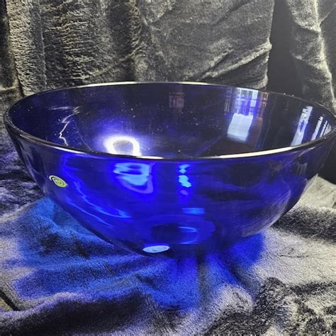 Cobalt Blue Glass Bowl Etsy