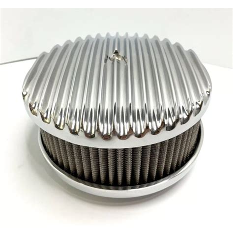 Pair Of Polished Finned Aluminum Air Cleaners 4 Barrel 6 38 Show