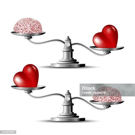 Heart And Brain On Scales Conceptual Balance Stock Illustration Download Image Now Weight