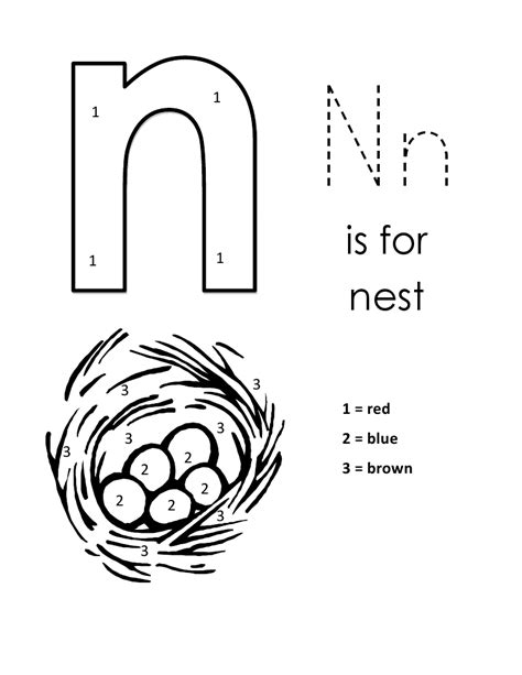 Kids Page Alphabet Letter N Lowercase Coloring Pages