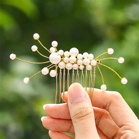 Fstrend Bridal Wedding Hair Comb Pearl Bride Hair Side