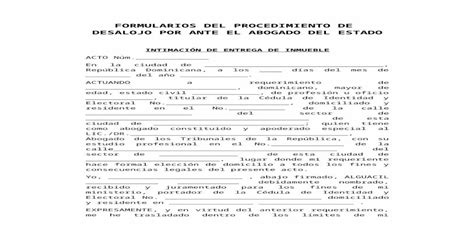 Formularios Del Procedimiento De Desalojo Por Ante El Abogado Del