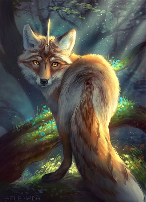 A Painting Of A Fox In The Woods