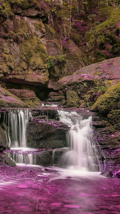 Pink Waterfall Beautiful Landscapes Scenic Waterfall Beautiful Nature
