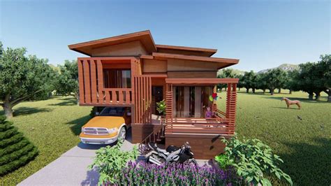 Desain teras yang minimalis dengan jalan setapak dari garasi menuju kerumah juga menambah nuansa alami yang apik. Pemilihan Desain Rumah Modern Dari Kayu